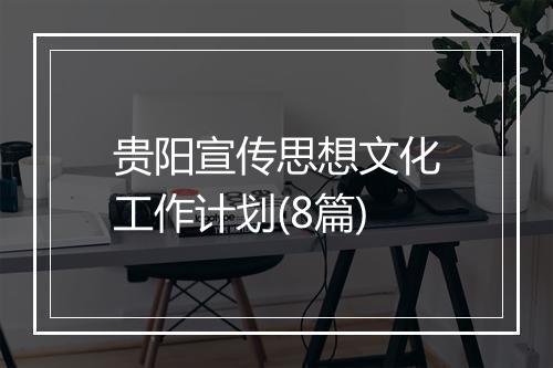 贵阳宣传思想文化工作计划(8篇)