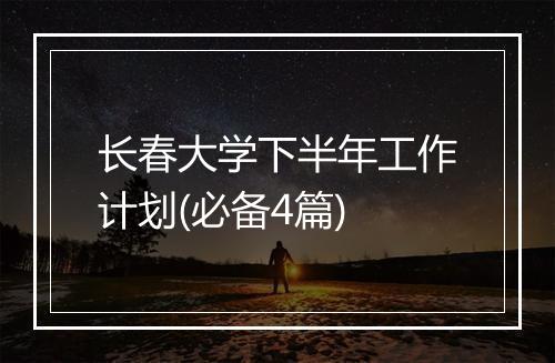 长春大学下半年工作计划(必备4篇)