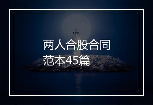 两人合股合同范本45篇