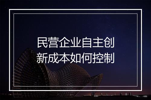 民营企业自主创新成本如何控制