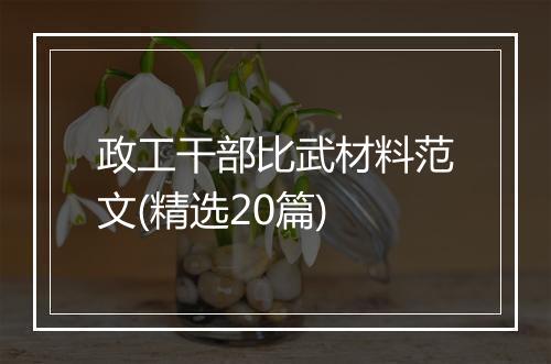 政工干部比武材料范文(精选20篇)
