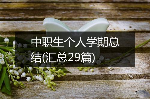 中职生个人学期总结(汇总29篇)