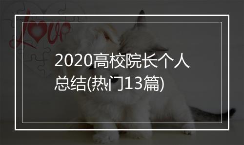 2020高校院长个人总结(热门13篇)