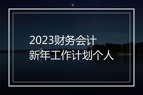 2023财务会计新年工作计划个人