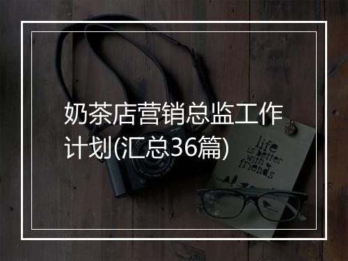 奶茶店营销总监工作计划(汇总36篇)