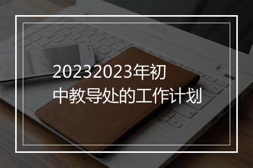 20232023年初中教导处的工作计划
