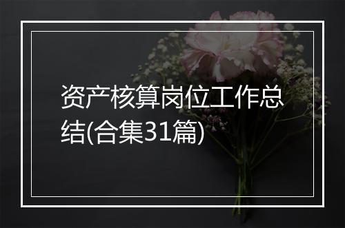 资产核算岗位工作总结(合集31篇)