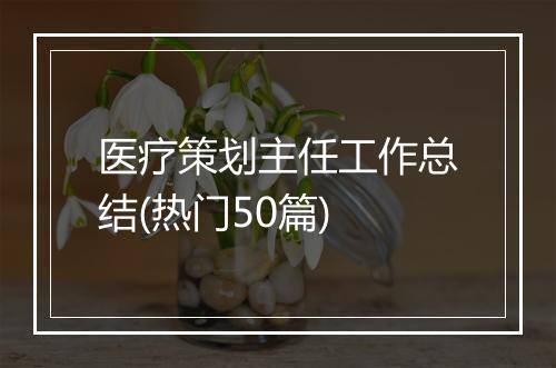 医疗策划主任工作总结(热门50篇)