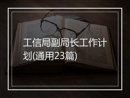 工信局副局长工作计划(通用23篇)