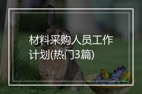 材料采购人员工作计划(热门3篇)