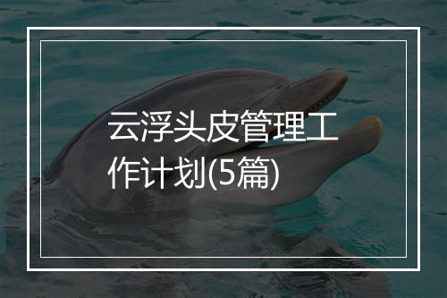 云浮头皮管理工作计划(5篇)