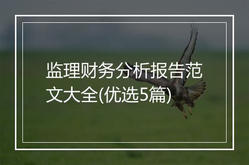 监理财务分析报告范文大全(优选5篇)