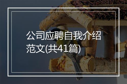 公司应聘自我介绍范文(共41篇)