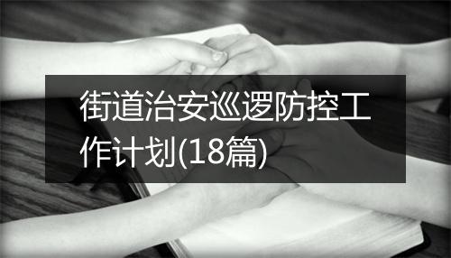 街道治安巡逻防控工作计划(18篇)