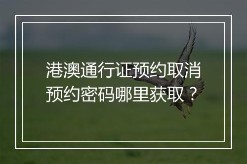 港澳通行证预约取消预约密码哪里获取？