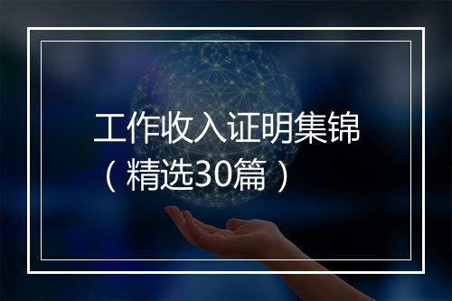 工作收入证明集锦（精选30篇）