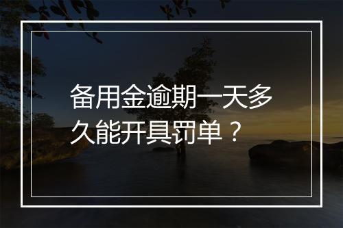 备用金逾期一天多久能开具罚单？