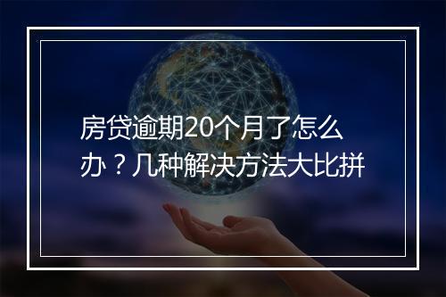 房贷逾期20个月了怎么办？几种解决方法大比拼
