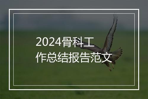 2024骨科工作总结报告范文