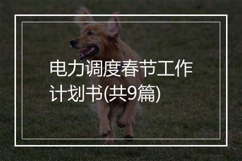 电力调度春节工作计划书(共9篇)