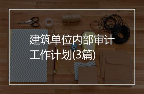 建筑单位内部审计工作计划(3篇)