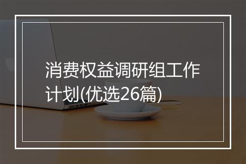消费权益调研组工作计划(优选26篇)