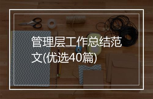 管理层工作总结范文(优选40篇)
