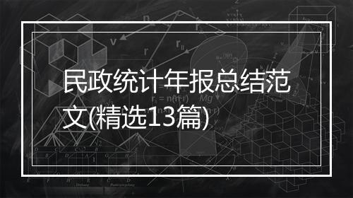 民政统计年报总结范文(精选13篇)