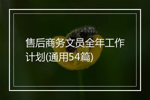 售后商务文员全年工作计划(通用54篇)