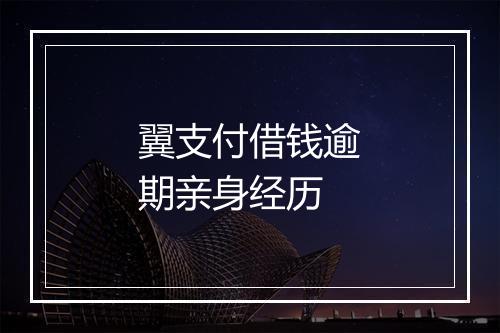 翼支付借钱逾期亲身经历