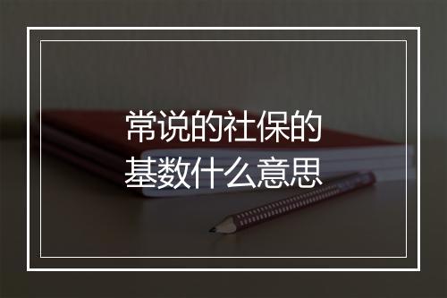 常说的社保的基数什么意思