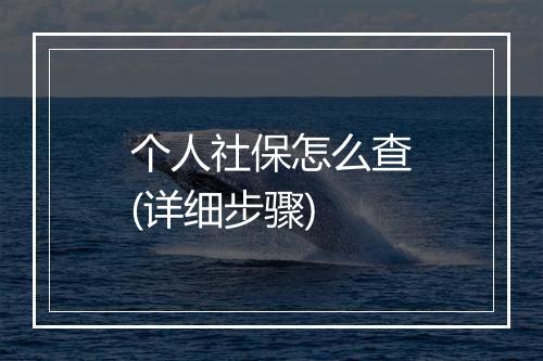 个人社保怎么查(详细步骤)