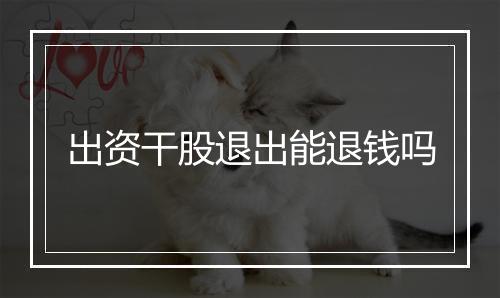 出资干股退出能退钱吗