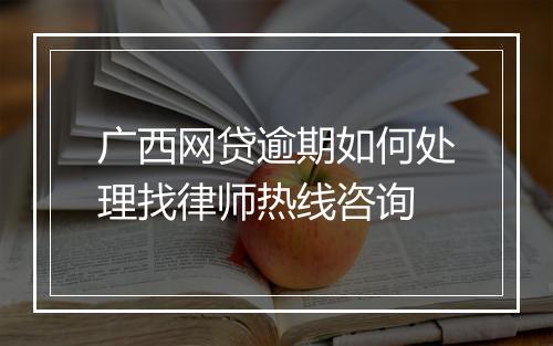 广西网贷逾期如何处理找律师热线咨询