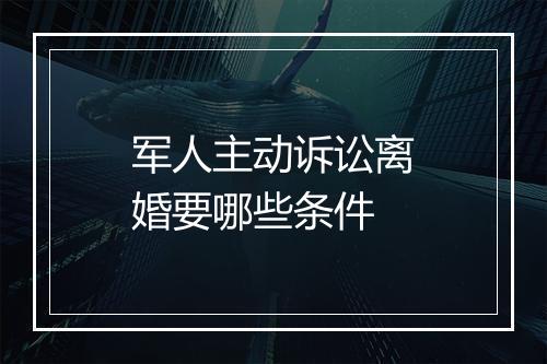 军人主动诉讼离婚要哪些条件