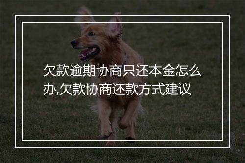 欠款逾期协商只还本金怎么办,欠款协商还款方式建议