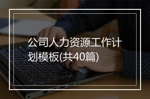 公司人力资源工作计划模板(共40篇)