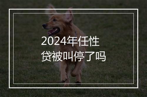 2024年任性贷被叫停了吗