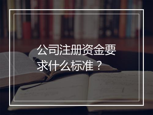 公司注册资金要求什么标准？