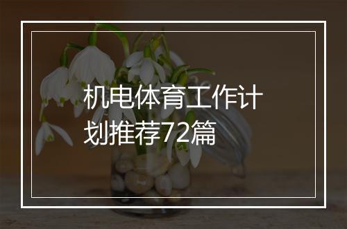 机电体育工作计划推荐72篇