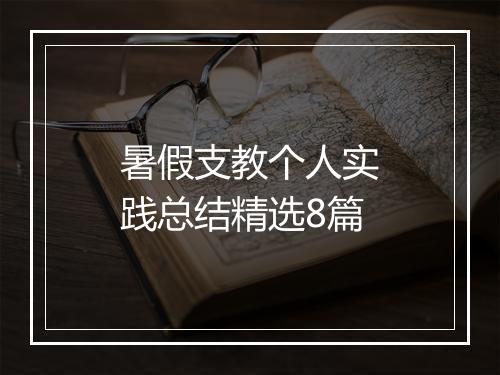 暑假支教个人实践总结精选8篇