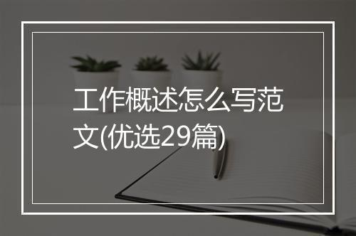 工作概述怎么写范文(优选29篇)
