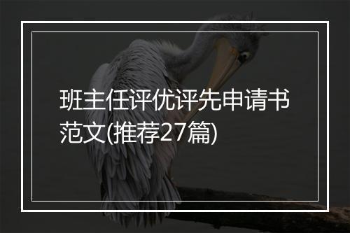 班主任评优评先申请书范文(推荐27篇)