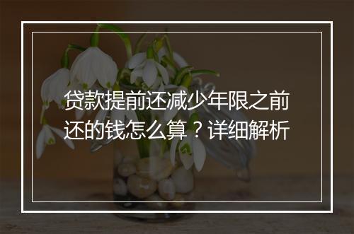 贷款提前还减少年限之前还的钱怎么算？详细解析