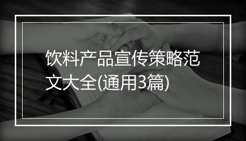 饮料产品宣传策略范文大全(通用3篇)