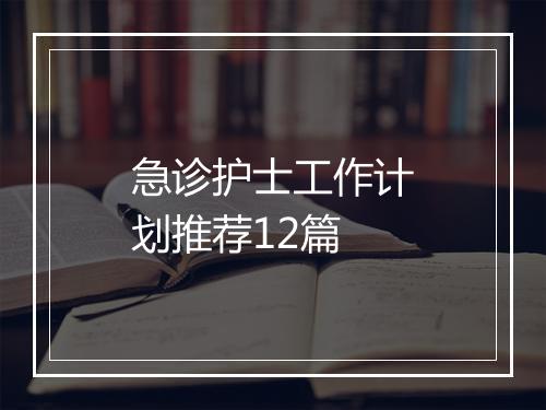 急诊护士工作计划推荐12篇