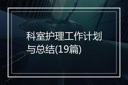 科室护理工作计划与总结(19篇)