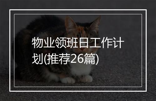 物业领班日工作计划(推荐26篇)