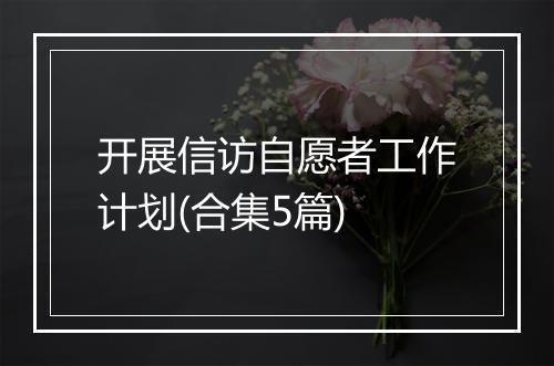 开展信访自愿者工作计划(合集5篇)