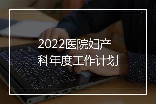 2022医院妇产科年度工作计划